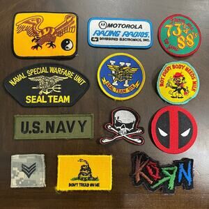 Vintage & New Iron On & Sewn On Patch Lot Of 12 Military‎ Marvel And More
